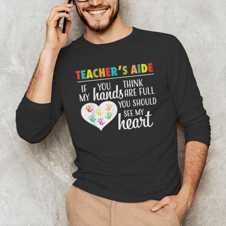 Teacher Aide Appreciation Cute Heart Tee For Women Men's Long Sleeve T-Shirt, novelty gifts, funny gifts