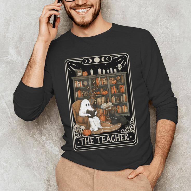 The Teacher Ghost Book Reading Books Lover Halloween Men's Long Sleeve T-Shirt, novelty gifts, funny gifts