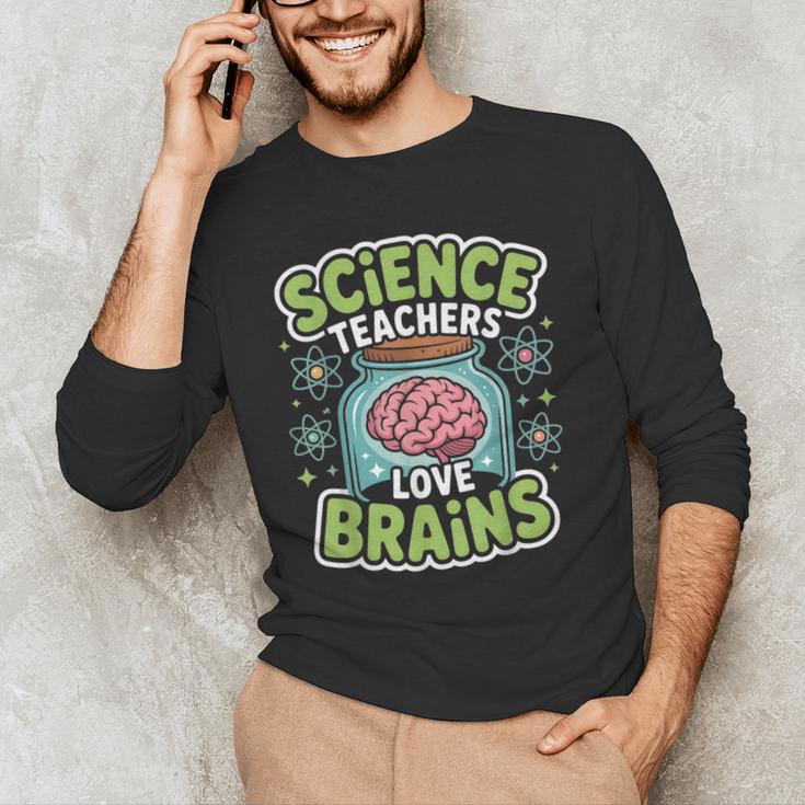 Teacher Halloween Costume Science Teachers Love Brains Men's Long Sleeve T-Shirt, novelty gifts, funny gifts