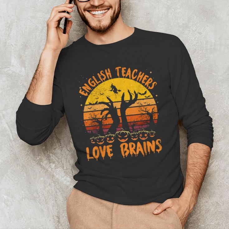 Teacher Halloween All English Teachers Love Brains Men's Long Sleeve T-Shirt, novelty gifts, funny gifts