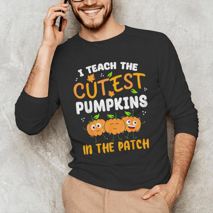 Teacher Halloween Pre-K Teacher Kindergarten Cutest Pumpkins Men Women Kids Men's Long Sleeve T-Shirt, novelty gifts, funny gifts