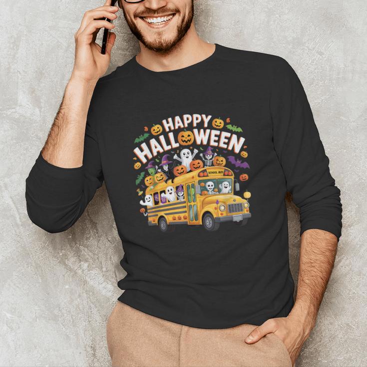 Teacher Halloween School Bus Driver Cute Ghost Witch Party Men's Long Sleeve T-Shirt, novelty gifts, funny gifts Teacher Halloween School Bus Driver Cute Ghost Witch Party Men's Long Sleeve T-Shirt, novelty gifts, funny gifts