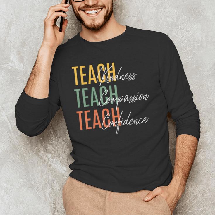 Teacher Kindness Compassion Confidence Teaching Men's Long Sleeve T-Shirt, novelty gifts, funny gifts Teacher Kindness Compassion Confidence Teaching Men's Long Sleeve T-Shirt, novelty gifts, funny gifts
