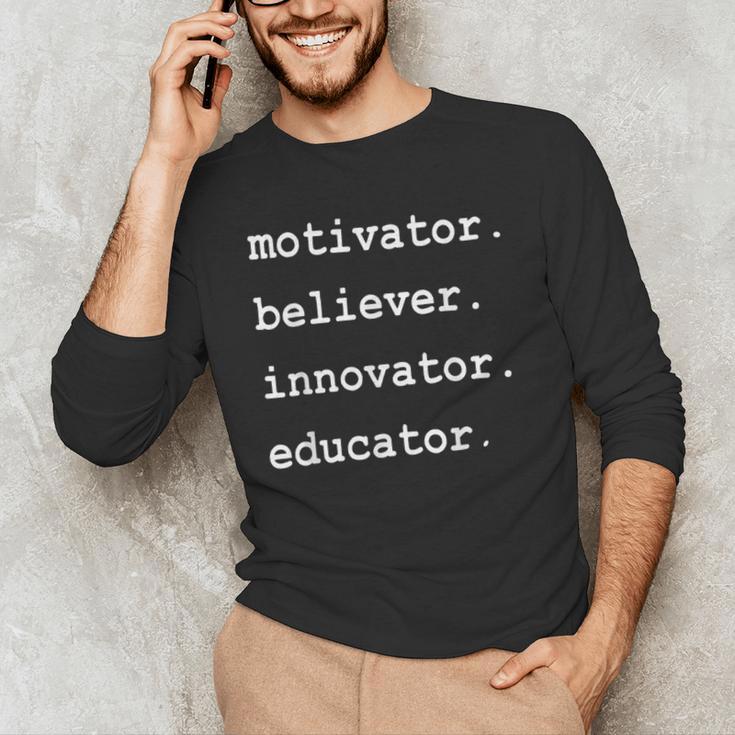 Teacher Motivator Believer Innovator Educator Men's Long Sleeve T-Shirt, novelty gifts, funny gifts Teacher Motivator Believer Innovator Educator Men's Long Sleeve T-Shirt, novelty gifts, funny gifts