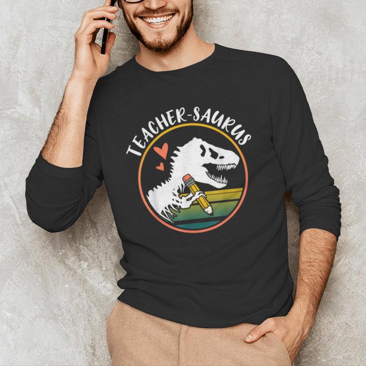 Teacher-Saurus Dinosaur Teacher Design T-Rex Design Men's Long Sleeve T-Shirt, novelty gifts, funny gifts