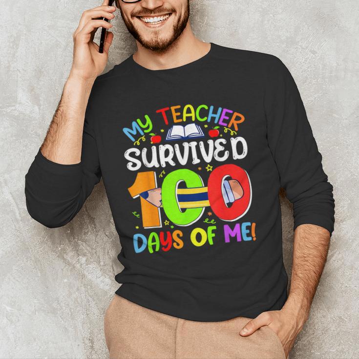 My Teacher Survived 100 Days Of Me 100 Days Of School Men's Long Sleeve T-Shirt, novelty gifts, funny gifts My Teacher Survived 100 Days Of Me 100 Days Of School Men's Long Sleeve T-Shirt, novelty gifts, funny gifts