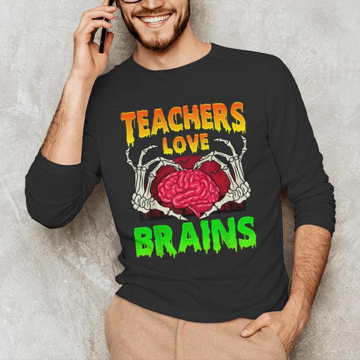 Teacher Teachers Love Brains Skeleton Hand Heart Halloween Men's Long Sleeve T-Shirt, novelty gifts, funny gifts Teacher Teachers Love Brains Skeleton Hand Heart Halloween Men's Long Sleeve T-Shirt, novelty gifts, funny gifts