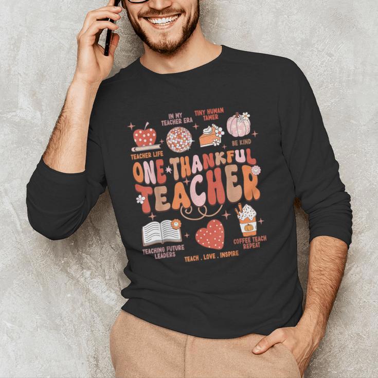 Teacher Thanksgiving Shirt Women One Thankful Teacher Fall Men's Long Sleeve T-Shirt, novelty gifts, funny gifts