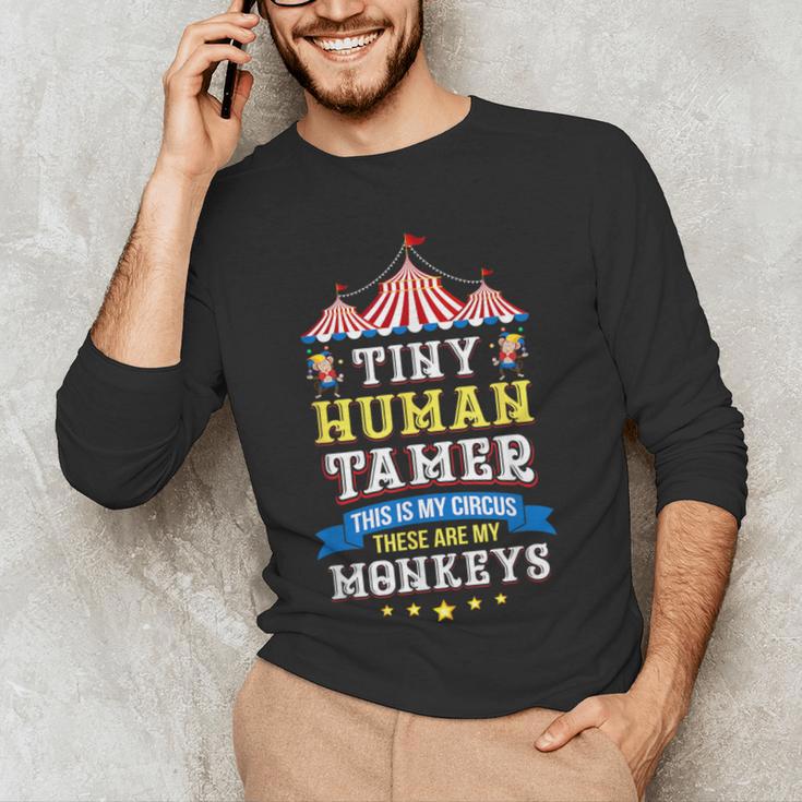 Teacher Tiny Human Tamer This My Circus These Are My Monkeys Men's Long Sleeve T-Shirt, novelty gifts, funny gifts