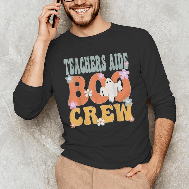 Teachers Aide Boo Crew Ghost Groovy Halloween For Women Men's Long Sleeve T-Shirt, novelty gifts, funny gifts Teachers Aide Boo Crew Ghost Groovy Halloween For Women Men's Long Sleeve T-Shirt, novelty gifts, funny gifts