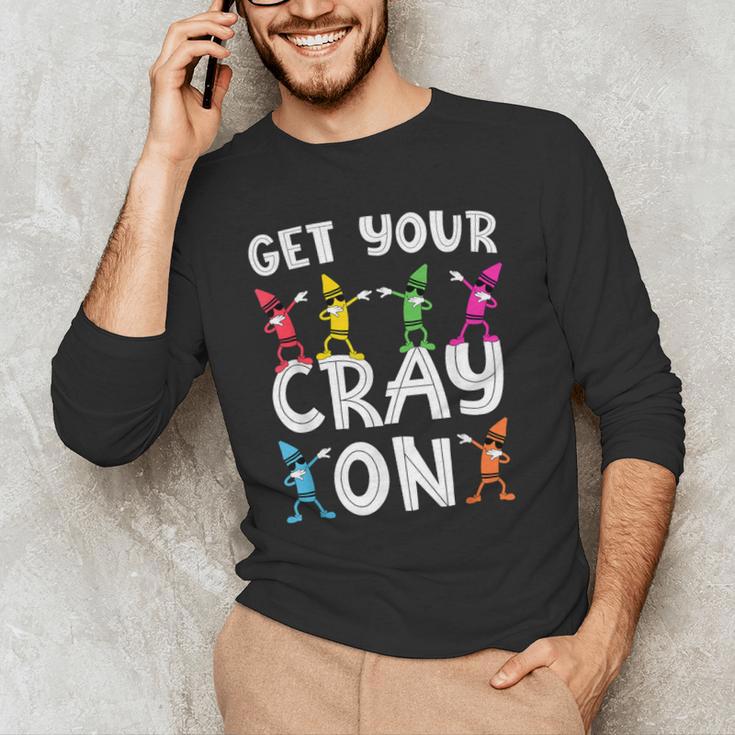Teacher's Get Your Cray On Dabbing Crayons Men's Long Sleeve T-Shirt, novelty gifts, funny gifts Teacher's Get Your Cray On Dabbing Crayons Men's Long Sleeve T-Shirt, novelty gifts, funny gifts