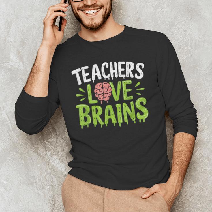 Teachers Love Brains Halloween Teacher Zombie Men's Long Sleeve T-Shirt, novelty gifts, funny gifts Teachers Love Brains Halloween Teacher Zombie Men's Long Sleeve T-Shirt, novelty gifts, funny gifts