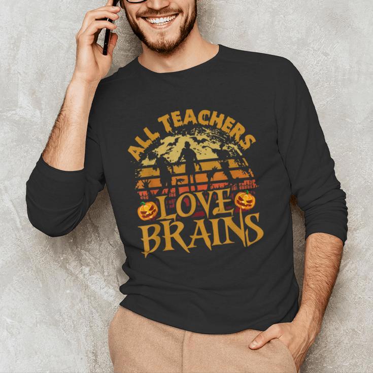 All Teachers Love Brains School Halloween Costume Men's Long Sleeve T-Shirt, novelty gifts, funny gifts All Teachers Love Brains School Halloween Costume Men's Long Sleeve T-Shirt, novelty gifts, funny gifts