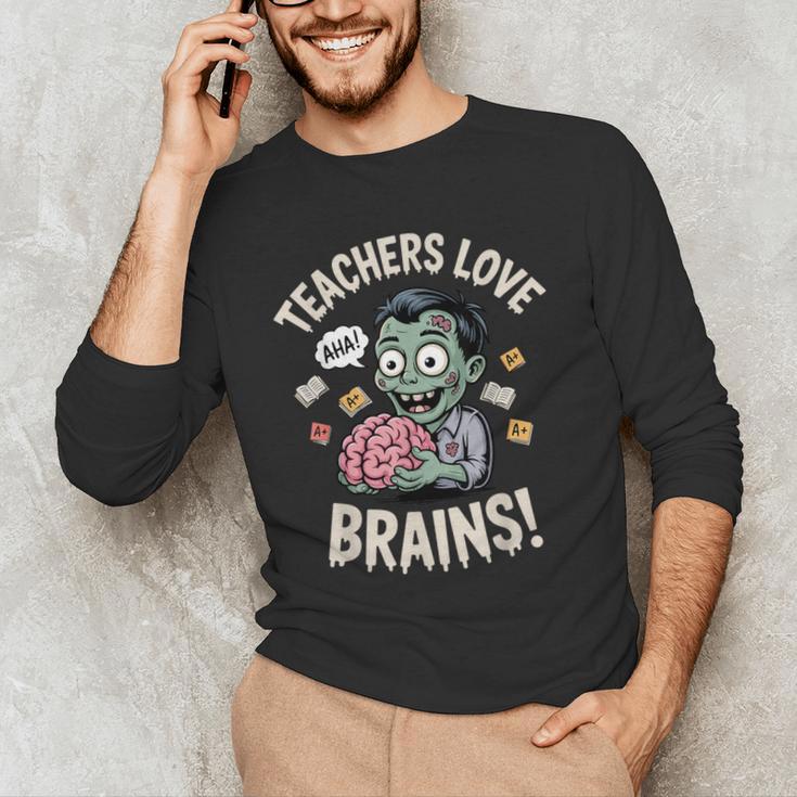 Teachers Love Brains Shirt Men Women Teacher Halloween Men's Long Sleeve T-Shirt, novelty gifts, funny gifts Teachers Love Brains Shirt Men Women Teacher Halloween Men's Long Sleeve T-Shirt, novelty gifts, funny gifts