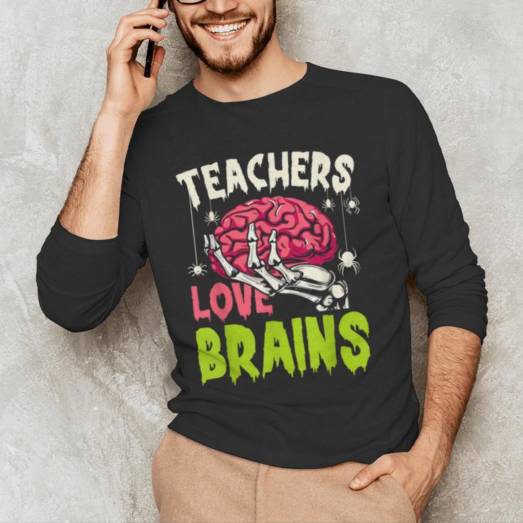 Teachers Love Brains Skeleton Halloween Teacher Funny Men's Long Sleeve T-Shirt, novelty gifts, funny gifts Teachers Love Brains Skeleton Halloween Teacher Funny Men's Long Sleeve T-Shirt, novelty gifts, funny gifts