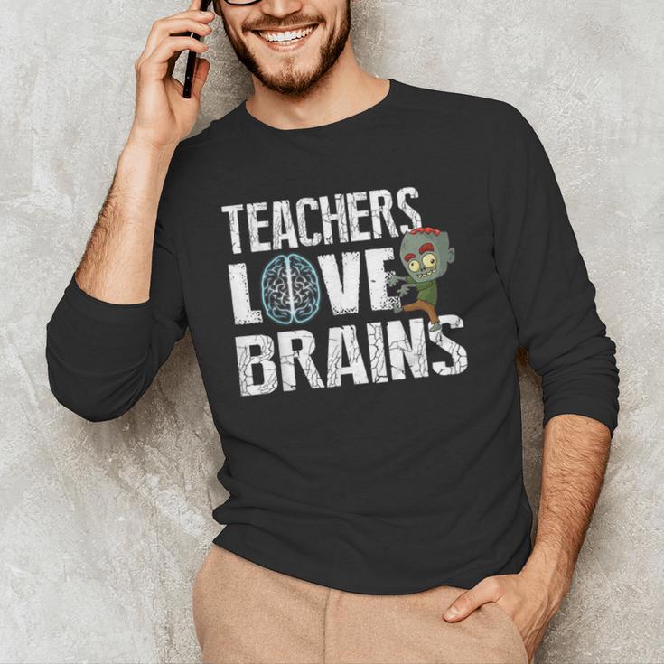 Teachers Love Brains Zombie Halloween Hilarious Men's Long Sleeve T-Shirt, novelty gifts, funny gifts Teachers Love Brains Zombie Halloween Hilarious Men's Long Sleeve T-Shirt, novelty gifts, funny gifts