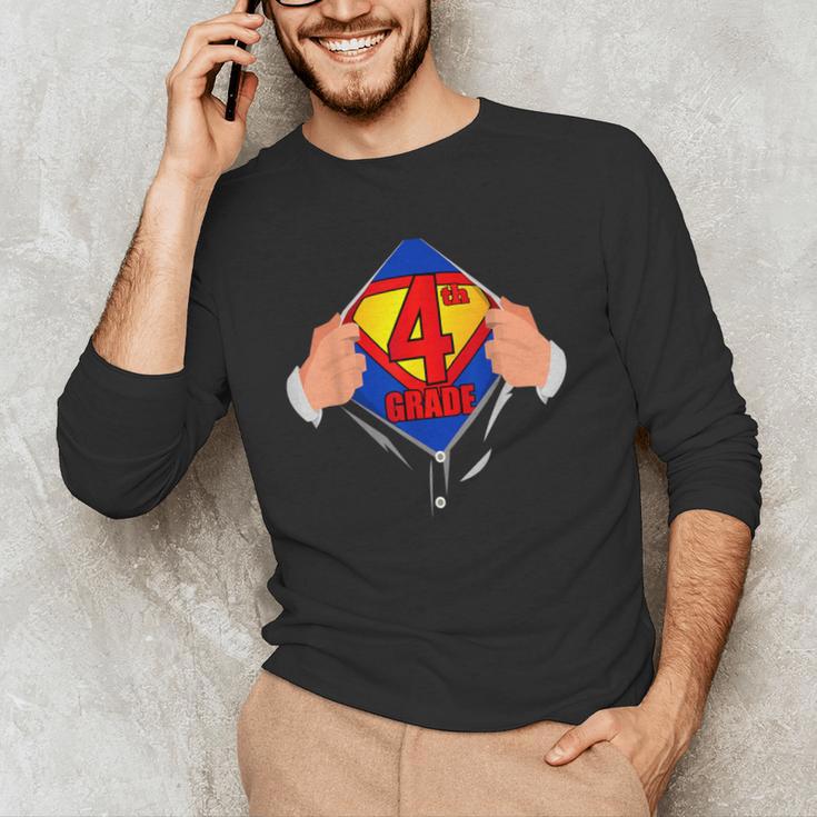 Teachers Are Superheroes 4th Grade Super Teacher Staff Men Women Men's Long Sleeve T-Shirt, novelty gifts, funny gifts