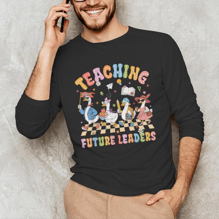 Teaching Future Leaders Teacher Back To School Cute Goose Men's Long Sleeve T-Shirt, novelty gifts, funny gifts Teaching Future Leaders Teacher Back To School Cute Goose Men's Long Sleeve T-Shirt, novelty gifts, funny gifts