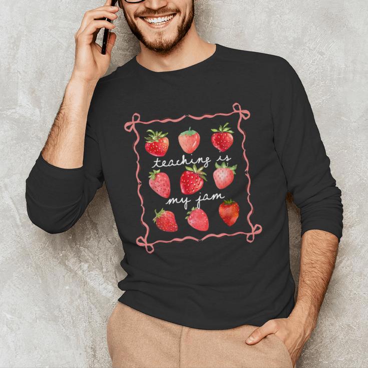 Teaching Is My Jam Strawberry Kinder Team Teacher Men's Long Sleeve T-Shirt, novelty gifts, funny gifts Teaching Is My Jam Strawberry Kinder Team Teacher Men's Long Sleeve T-Shirt, novelty gifts, funny gifts