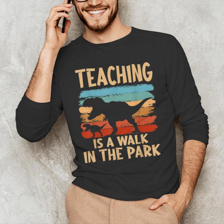 Teaching Is a Walk In Park Dinosaur Teacher Men's Long Sleeve T-Shirt, novelty gifts, funny gifts