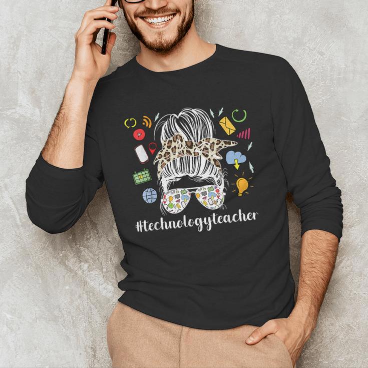 Technology Teacher Messy Bun Technology Teaching Men's Long Sleeve T-Shirt, novelty gifts, funny gifts Technology Teacher Messy Bun Technology Teaching Men's Long Sleeve T-Shirt, novelty gifts, funny gifts
