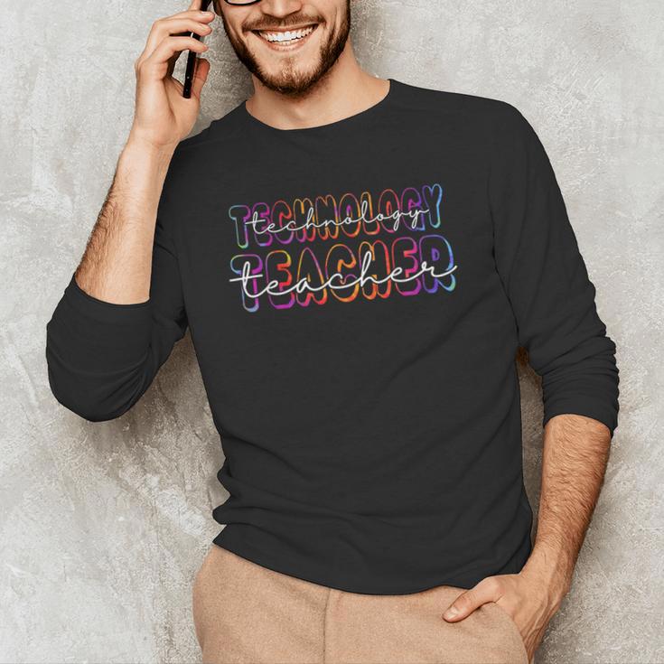 Technology Teacher Student First Day Back To School Tie Dye For Men Women Girls Kids Men's Long Sleeve T-Shirt, novelty gifts, funny gifts Technology Teacher Student First Day Back To School Tie Dye For Men Women Girls Kids Men's Long Sleeve T-Shirt, novelty gifts, funny gifts