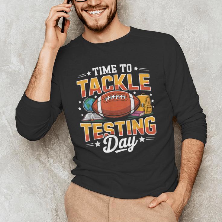 Test Day State Football Tackle Testing Day Sports Teacher Men's Long Sleeve T-Shirt, novelty gifts, funny gifts