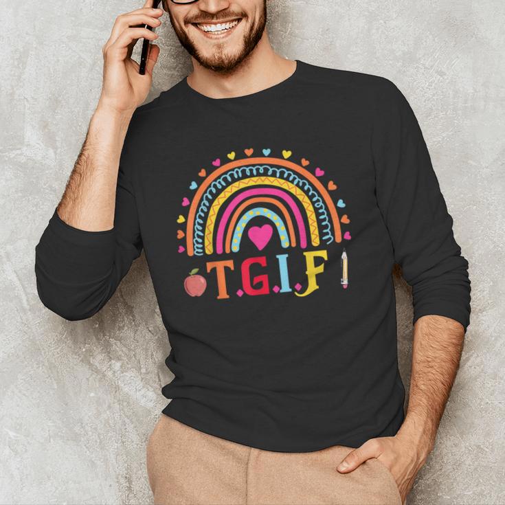 TGIF Teacher Appreciation Alphabet Thank God It's Friday For Men Women Girls Kids Men's Long Sleeve T-Shirt, novelty gifts, funny gifts