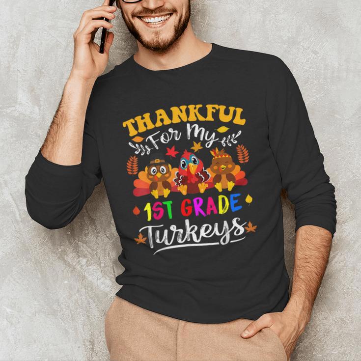 Thankful For My 1st Grade Turkeys Thanksgiving Teacher Fall Men's Long Sleeve T-Shirt, novelty gifts, funny gifts Thankful For My 1st Grade Turkeys Thanksgiving Teacher Fall Men's Long Sleeve T-Shirt, novelty gifts, funny gifts