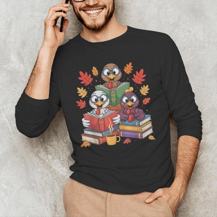 Thanksgiving Teacher Books Turkey Reading Book Men's Long Sleeve T-Shirt, novelty gifts, funny gifts Thanksgiving Teacher Books Turkey Reading Book Men's Long Sleeve T-Shirt, novelty gifts, funny gifts