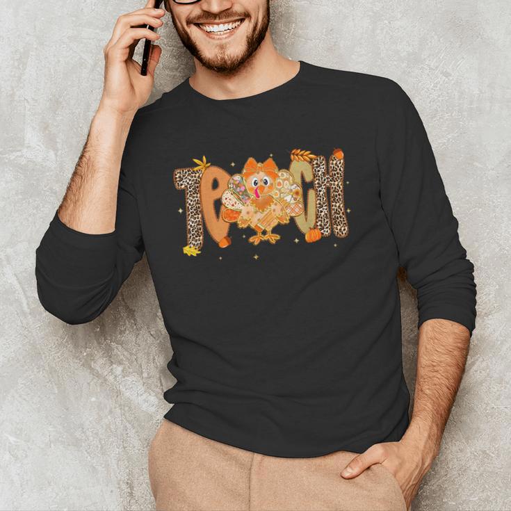 Thanksgiving Turkey Teach Thankful Teacher Girly Bow Women Men's Long Sleeve T-Shirt, novelty gifts, funny gifts Thanksgiving Turkey Teach Thankful Teacher Girly Bow Women Men's Long Sleeve T-Shirt, novelty gifts, funny gifts