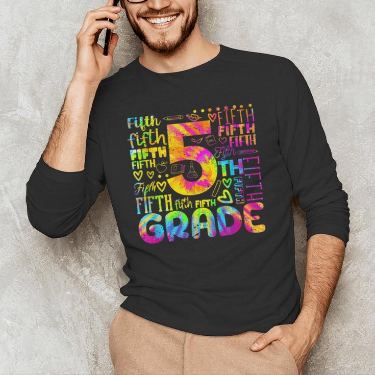 Tie Dye 5th Grade Typography Team Fifth Grade Teacher For Men Women Girls Kids Men's Long Sleeve T-Shirt, novelty gifts, funny gifts
