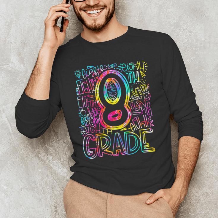Tie Dye 8th Grade Typography Team Eighth Grade Teacher Men's Long Sleeve T-Shirt, novelty gifts, funny gifts