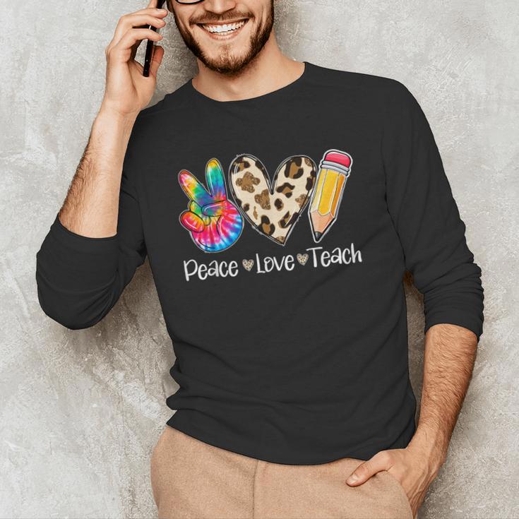 Tie Dye Hippie Peace Love Teach Teacher Appreciation Men's Long Sleeve T-Shirt, novelty gifts, funny gifts