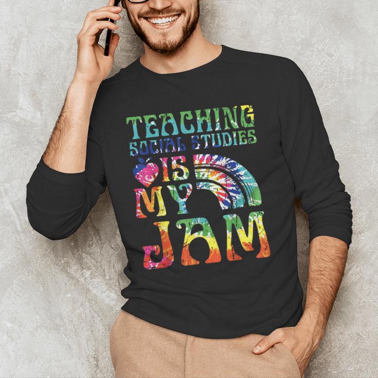 Tie Dye Teaching Social Studies Is My Jam Sunglasses Teacher Men's Long Sleeve T-Shirt, novelty gifts, funny gifts Tie Dye Teaching Social Studies Is My Jam Sunglasses Teacher Men's Long Sleeve T-Shirt, novelty gifts, funny gifts