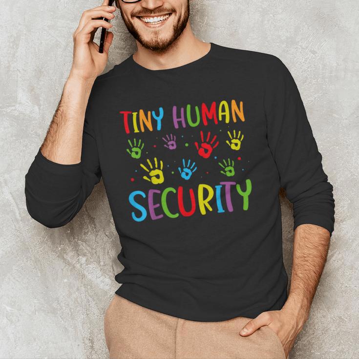 Tiny Human Security Preschool Childcare Teacher Babysitters Men's Long Sleeve T-Shirt, novelty gifts, funny gifts