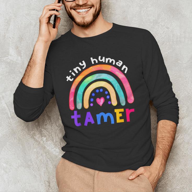 Tiny Human Tamer Watercolor Rainbow Daycare Teacher Men's Long Sleeve T-Shirt, novelty gifts, funny gifts Tiny Human Tamer Watercolor Rainbow Daycare Teacher Men's Long Sleeve T-Shirt, novelty gifts, funny gifts