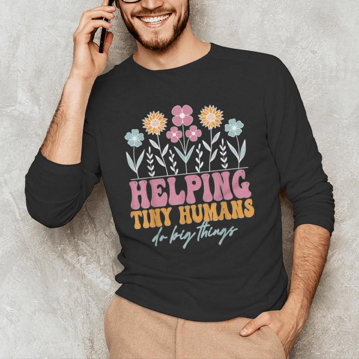 Tiny People Help Do Big Things Nursery Teacher Men's Long Sleeve T-Shirt, novelty gifts, funny gifts
