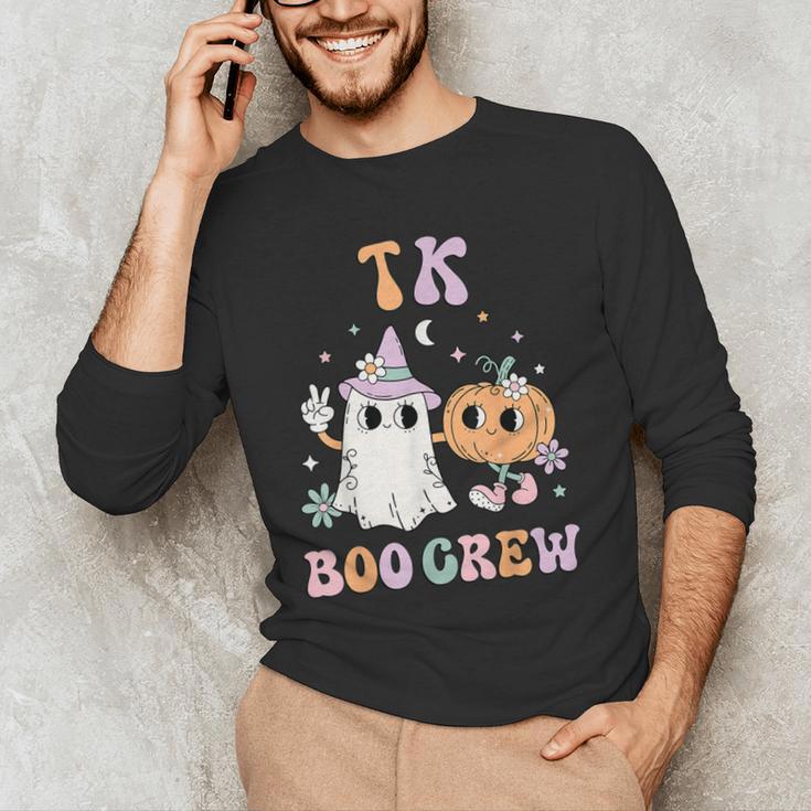 TK Boo Crew Retro Groovy Halloween Floral Ghost TK Teacher Men Women Kids Men's Long Sleeve T-Shirt, novelty gifts, funny gifts TK Boo Crew Retro Groovy Halloween Floral Ghost TK Teacher Men Women Kids Men's Long Sleeve T-Shirt, novelty gifts, funny gifts