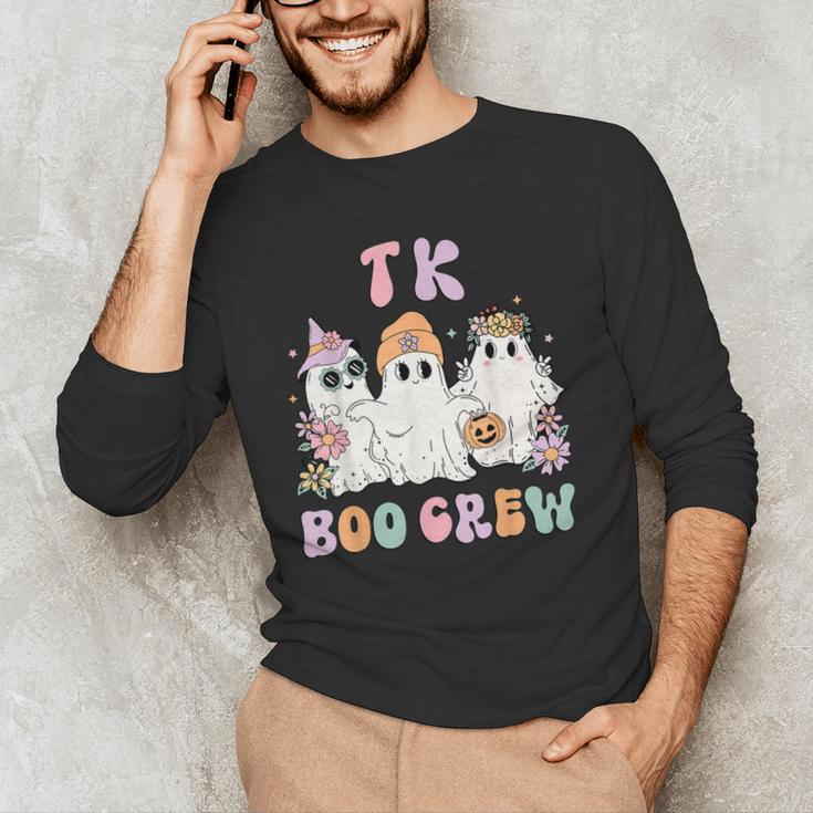 TK Boo Crew Retro Groovy Halloween Floral Ghost TK Teacher Men's Long Sleeve T-Shirt, novelty gifts, funny gifts TK Boo Crew Retro Groovy Halloween Floral Ghost TK Teacher Men's Long Sleeve T-Shirt, novelty gifts, funny gifts