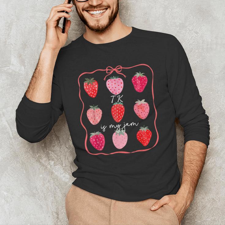 TK Is My Jam Transitional Kindergarten TK Teacher Strawberry Men's Long Sleeve T-Shirt, novelty gifts, funny gifts