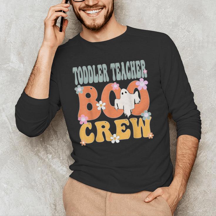 Toddler Teacher Boo Crew Ghost Groovy Halloween For Women Men's Long Sleeve T-Shirt, novelty gifts, funny gifts