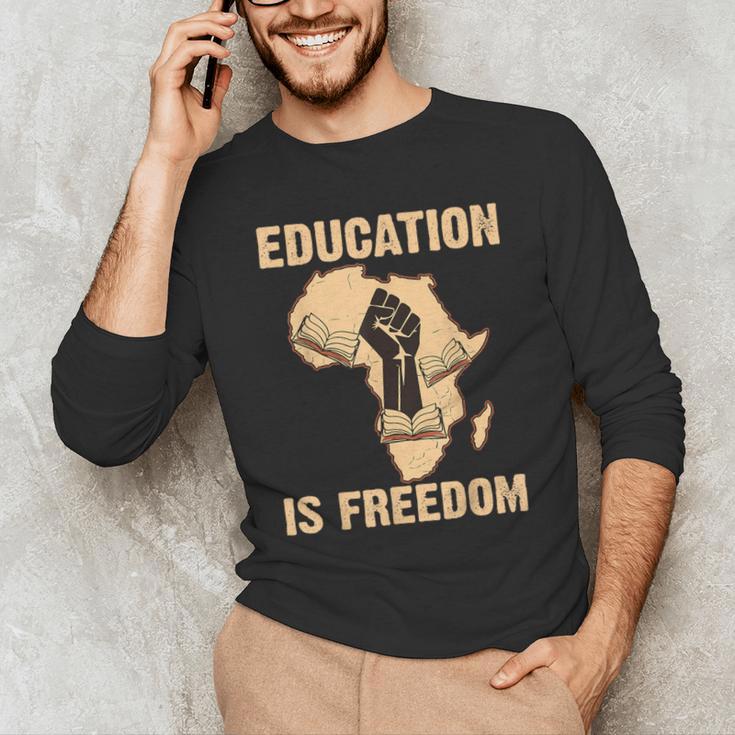 History Education Is Freedom African Map Black Teacher Men's Long Sleeve T-Shirt, novelty gifts, funny gifts History Education Is Freedom African Map Black Teacher Men's Long Sleeve T-Shirt, novelty gifts, funny gifts