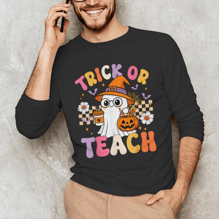 Trick Or Teach Cute Ghost Coffee Pumpkins Halloween Teacher Men's Long Sleeve T-Shirt, novelty gifts, funny gifts Trick Or Teach Cute Ghost Coffee Pumpkins Halloween Teacher Men's Long Sleeve T-Shirt, novelty gifts, funny gifts