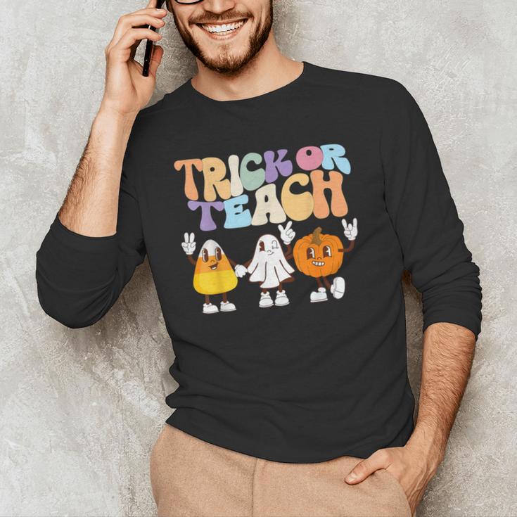Trick Or Teach Cute Halloween Teacher Men's Long Sleeve T-Shirt, novelty gifts, funny gifts