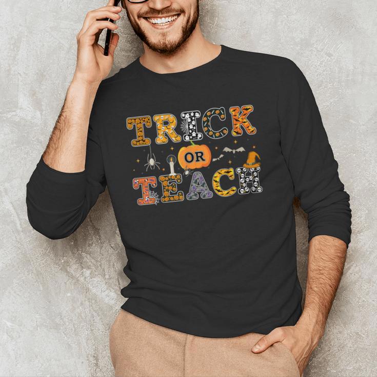 Trick Or Teach Funny School Teacher Halloween Costume Men's Long Sleeve T-Shirt, novelty gifts, funny gifts Trick Or Teach Funny School Teacher Halloween Costume Men's Long Sleeve T-Shirt, novelty gifts, funny gifts