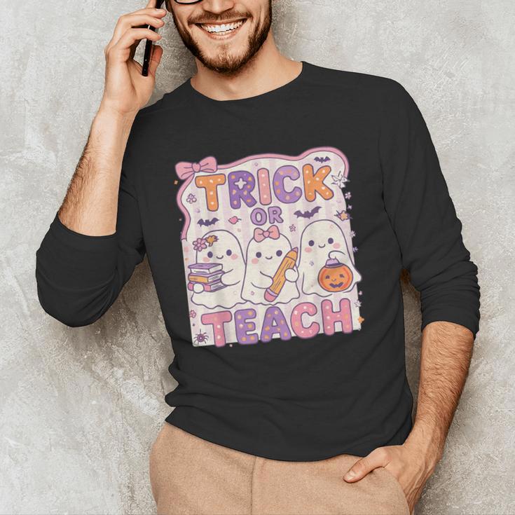 Trick Or Teach Retro Halloween Teacher Look Men's Long Sleeve T-Shirt, novelty gifts, funny gifts Trick Or Teach Retro Halloween Teacher Look Men's Long Sleeve T-Shirt, novelty gifts, funny gifts