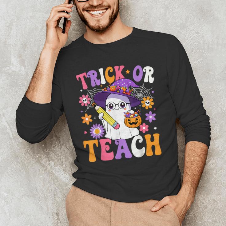 Trick Or Teach Teacher Ghost Teaching Fun Halloween Teacher Men's Long Sleeve T-Shirt, novelty gifts, funny gifts Trick Or Teach Teacher Ghost Teaching Fun Halloween Teacher Men's Long Sleeve T-Shirt, novelty gifts, funny gifts