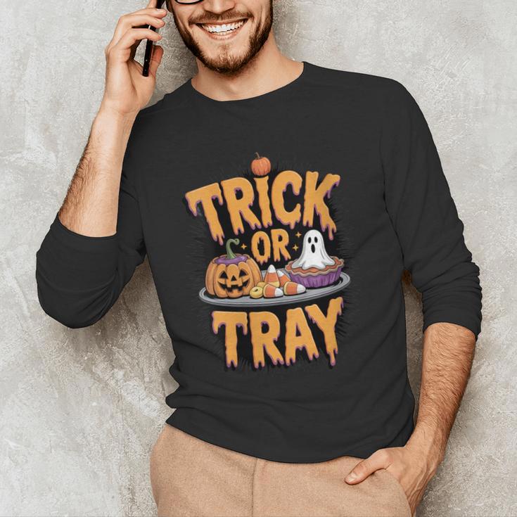 Trick Or Tray Halloween Cafeteria Teacher School Men's Long Sleeve T-Shirt, novelty gifts, funny gifts
