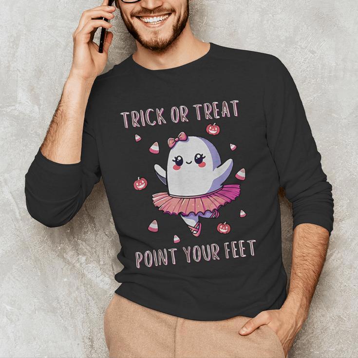 Trick Or Treat Point Your Feet Halloween Ghost Dance Teacher Men's Long Sleeve T-Shirt, novelty gifts, funny gifts